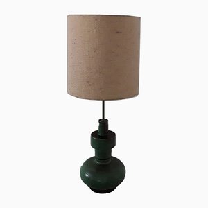 Large Ceramic Table Lamp with Wool Shade, 1970s-HOI-845254