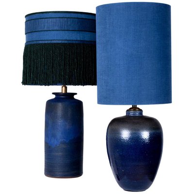 Large Ceramic Table Lamps with Custom Made Lampshades by René Houben, Set of 2-VDW-994086