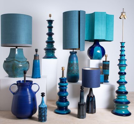 Large Ceramic Table Lamps with Custom Made Lampshades by René Houben, Set of 2-VDW-994086