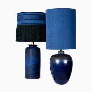 Large Ceramic Table Lamps with Custom Made Lampshades by René Houben, Set of 2-VDW-994086