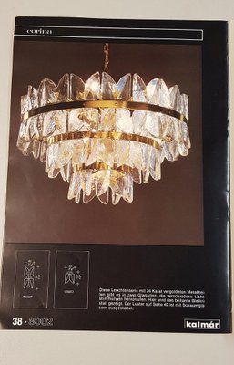 Large Chandelier Corina in Gilt Brass and Glass from Kalmar, Austria, 1970s-UGR-1085793