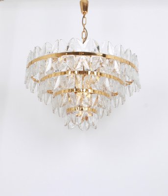 Large Chandelier Corina in Gilt Brass and Glass from Kalmar, Austria, 1970s-UGR-1085793