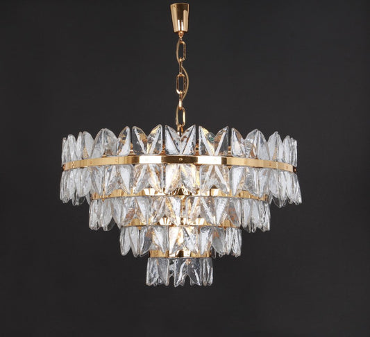 Large Chandelier Corina in Gilt Brass and Glass from Kalmar, Austria, 1970s