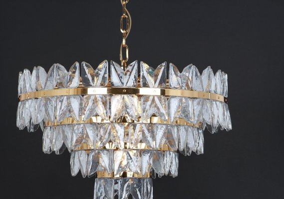 Large Chandelier Corina in Gilt Brass and Glass from Kalmar, Austria, 1970s-UGR-1085793