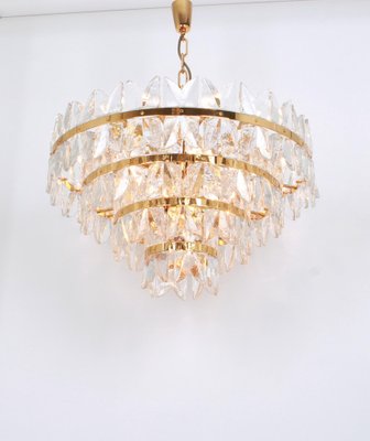 Large Chandelier Corina in Gilt Brass and Glass from Kalmar, Austria, 1970s-UGR-1085793