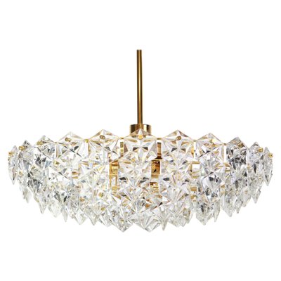 Large Chandelier in Brass and Crystal Glass for Kinkeldey, Germany, 1970s-UGR-1085981