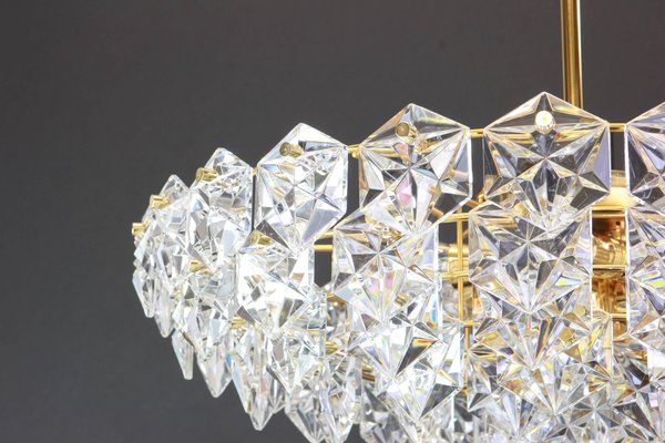 Large Chandelier in Brass and Crystal Glass for Kinkeldey, Germany, 1970s-UGR-1085981