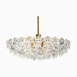 Large Chandelier in Brass and Crystal Glass for Kinkeldey, Germany, 1970s-UGR-1085981