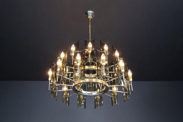 Large Chandeliers in Brass by Gino Paroldo, Italy, 1950s, Set of 6-TRW-1722769