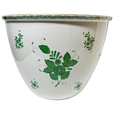 Large Chinese Green Bouquet Apponyi Cachepot in Porcelain-UCH-1224421