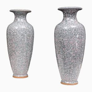 Large Chinese Ice Crack Glaze Vases, 1950, Set of 2-GCG-1813519