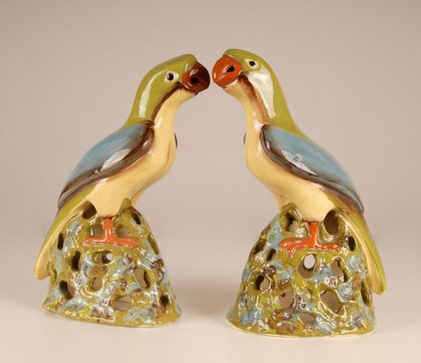 Large Chinese Ming Style Ceramic Parrot Figurines, 1970s, Set of 2-GOE-885845