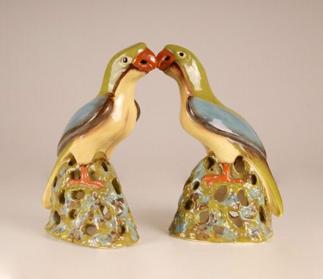 Large Chinese Ming Style Ceramic Parrot Figurines, 1970s, Set of 2-GOE-885845