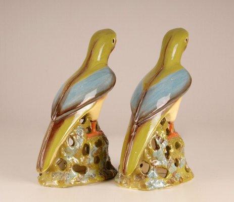 Large Chinese Ming Style Ceramic Parrot Figurines, 1970s, Set of 2-GOE-885845