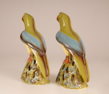 Large Chinese Ming Style Ceramic Parrot Figurines, 1970s, Set of 2-GOE-885845