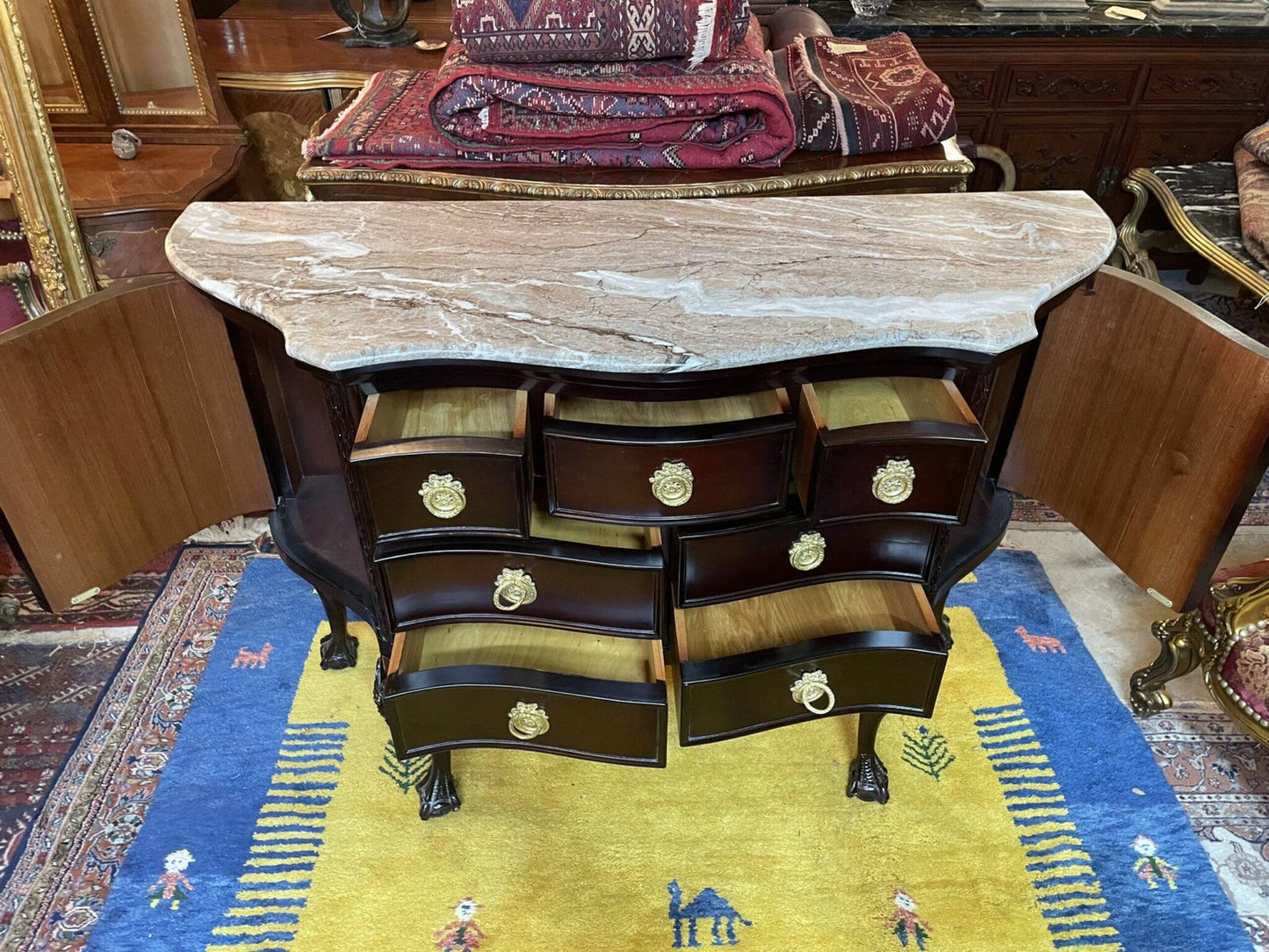 Large Chippendale Sideboard with Marble Top