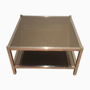 Large Chrome and Bronze Mirror Side Tables, 1970s, Set of 2-BA-658617