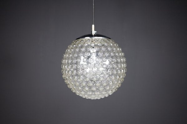 Large Chrome and Bubble Glass Pendant by Rolf Krüger for Staff, Germany, 1970s-TRW-1741903