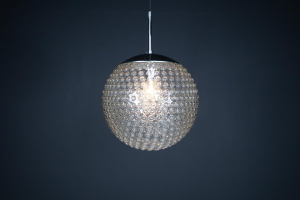 Large Chrome and Bubble Glass Pendant by Rolf Krüger for Staff, Germany, 1970s-TRW-1741902