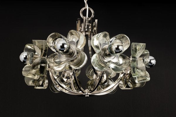 Large Chrome and Crystal Glass Pendant Lamp by Sische, Germany, 1970s-UGR-1181926