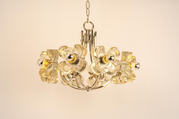 Large Chrome and Crystal Glass Pendant Lamp by Sische, Germany, 1970s-UGR-1181926