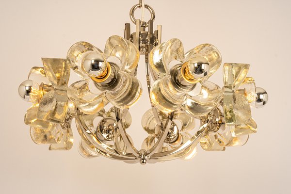 Large Chrome and Crystal Glass Pendant Lamp by Sische, Germany, 1970s-UGR-1181926