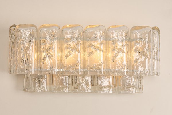 Large Chrome and Murano Glass Wall Sconces by Doria, Germany, 1970s, Set of 2-UGR-1086294