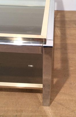 Large Chrome & Brass Coffee Table, 1970s-BA-766246