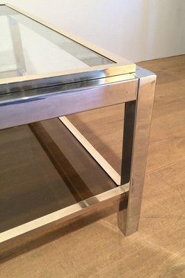 Large Chrome & Brass Coffee Table, 1970s-BA-766246