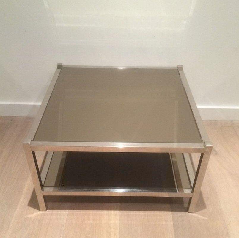 Large Chrome & Bronze Sofa End Tables, 1970s, Set of 2