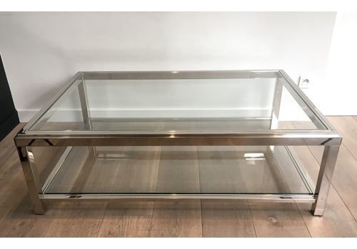 Large Chrome Coffee Table, 1970s-BA-1285391