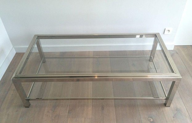 Large Chrome Coffee Table, 1970s-BA-1365603