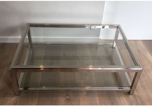 Large Chrome Coffee Table, 1970s-BA-1285391