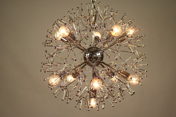 Large Chrome Dandelion Sputnik Ball Pendant Lamp by Gaetano Sciolari, 1960s-FUP-698469