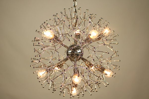 Large Chrome Dandelion Sputnik Ball Pendant Lamp by Gaetano Sciolari, 1960s-FUP-698469