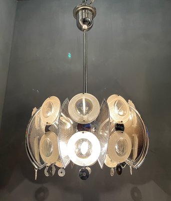 Large Chrome & Glass Lens Chandelier by Oscar Torlasco, 1970s-JJC-842633