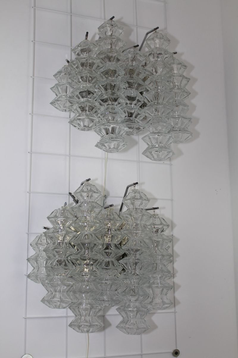 Large Chrome Pagoda Sconces by J. T. Kalmar, 1960s, Set of 2