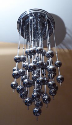 Large Chrome Plated Luber Ball Chandelier by Verner Panton for J. Lüber Ag-AWL-1175327