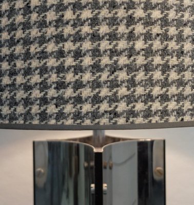 Large Chrome Table Lamps with Houndstooth Lampshades, Set of 2-FGA-922943