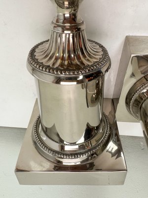 Large Chromed Brass Silver-Color Table Lamps, 1980s, Set of 2-WZZ-1718071