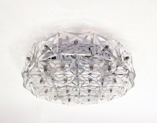 Large Chromed Crystal Flush Mount Fixture from Kinkeldey, Germany, 1960s-DEK-1346626