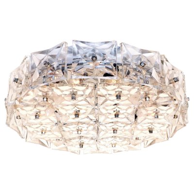 Large Chromed Crystal Flush Mount Fixture from Kinkeldey, Germany, 1960s-DEK-1346626