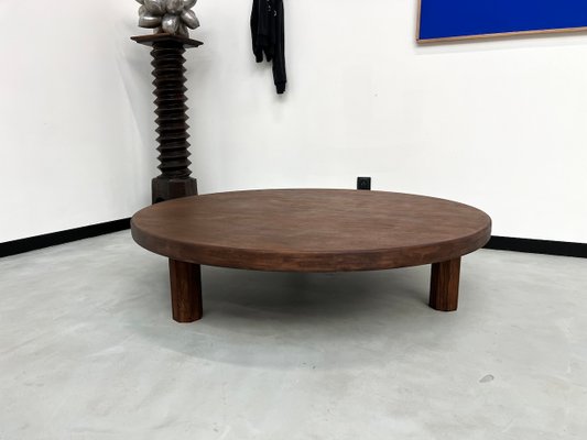 Large Circular Oak Coffee Table, 1970s-WKI-2032228