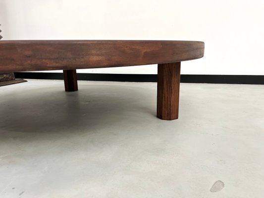 Large Circular Oak Coffee Table, 1970s-WKI-2032228