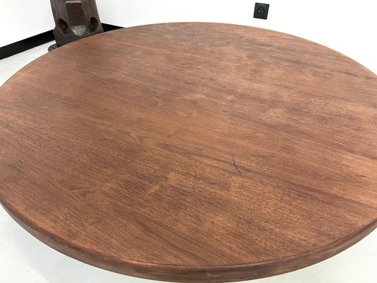 Large Circular Oak Coffee Table, 1970s-WKI-2032228