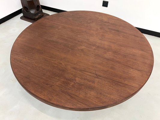 Large Circular Oak Coffee Table, 1970s-WKI-2032228