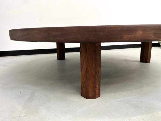 Large Circular Oak Coffee Table, 1970s-WKI-2032228