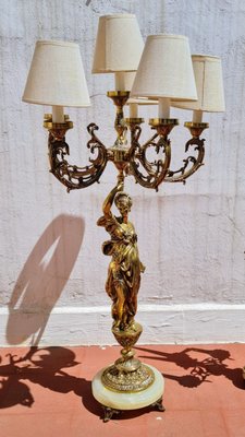 Large Classical Bronze and Marble Candelabra Lamps, 1960s, Set of 2-QY-2026834