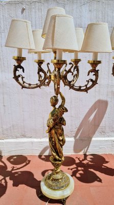 Large Classical Bronze and Marble Candelabra Lamps, 1960s, Set of 2-QY-2026834