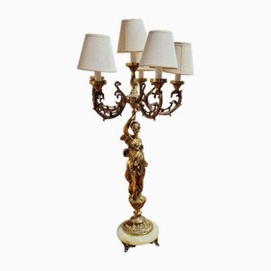 Large Classical Bronze and Marble Candelabra Lamps, 1960s, Set of 2-QY-2026834